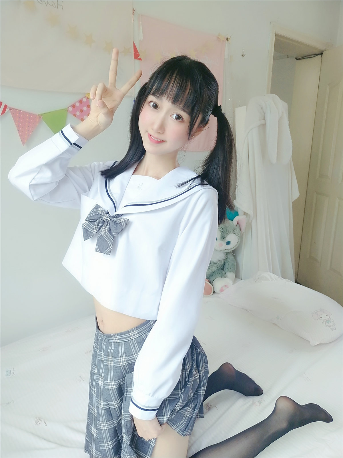 木棉棉OwO 灰格子jk[21P1V-96MB]